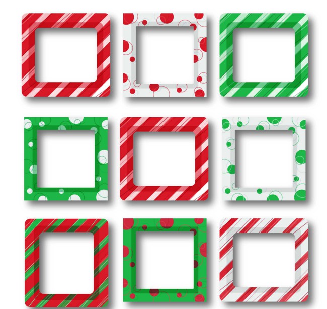 9款彩色圣诞花纹照片边框矢量图素