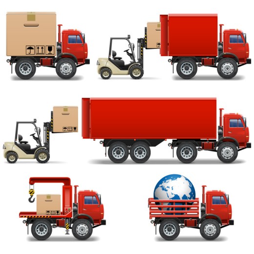 7款红色叉车和卡车设计矢量素材素材中国网精选