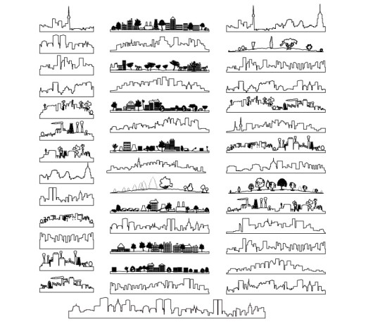 40款线绘城市剪影矢量素材16设计网精选