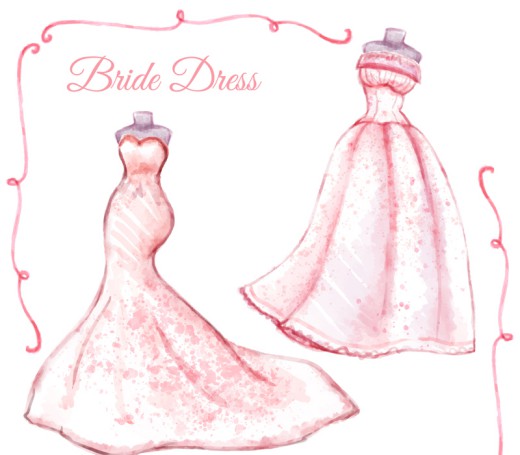 2款水彩绘粉色新娘婚纱矢量素材16图库网精选