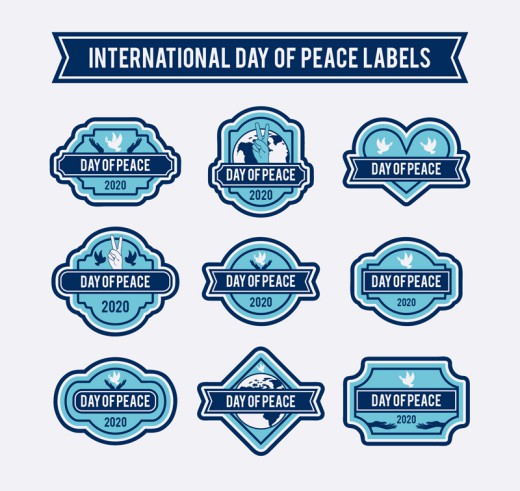 9款蓝色国际和平日标签矢量图16图库网精选
