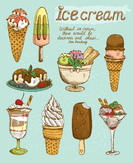 9款复古彩绘冰淇淋矢量素材16设计