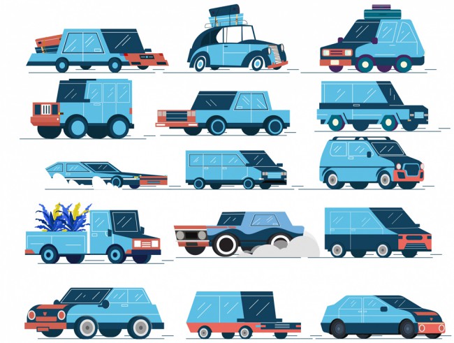 15款蓝色车辆设计矢量图素材中国网精选