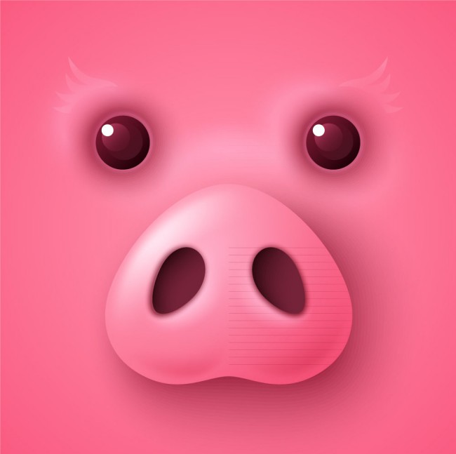 卡通粉色猪脸设计矢量素材16图库网精选