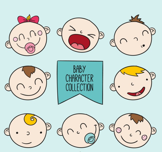 8款可爱婴儿表情头像矢量素材16素材网精选