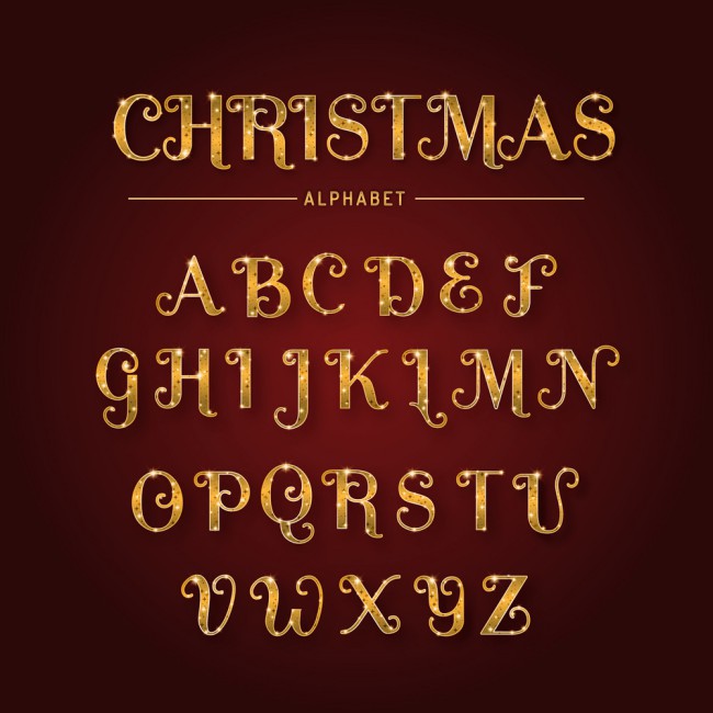 26个金色光泽圣诞节字母矢量素材素材中国网精选
