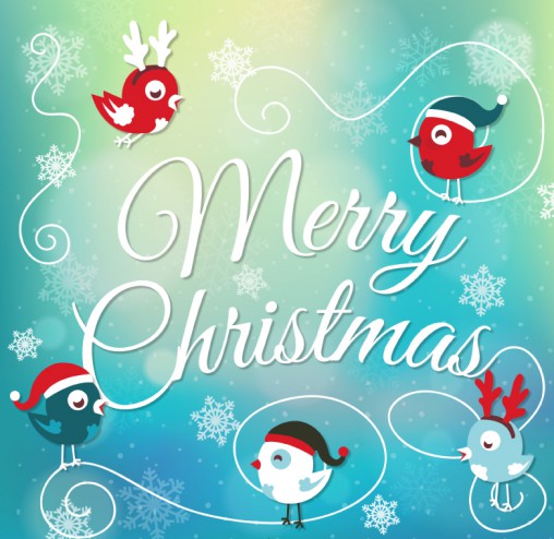 圣诞小鸟装饰艺术字矢量素材素材中国网精选