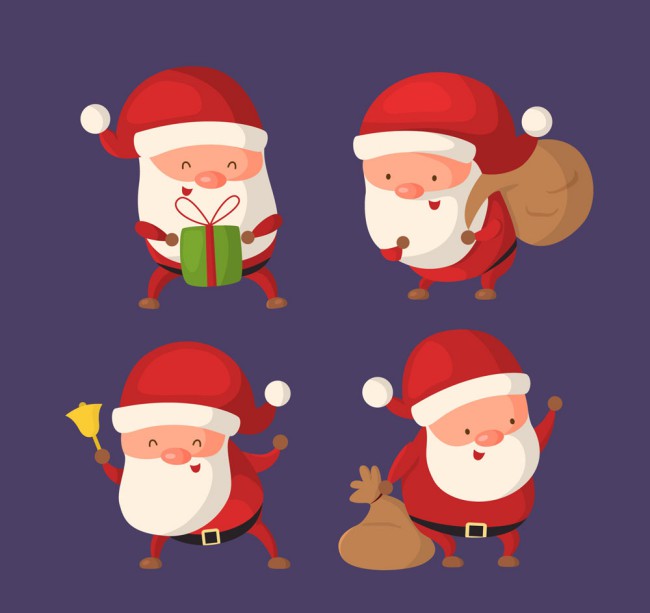 4款卡通圣诞老人动作矢量素材16图库网精选