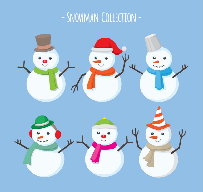 6款卡通冬装雪人设计矢量素材16素材网精选