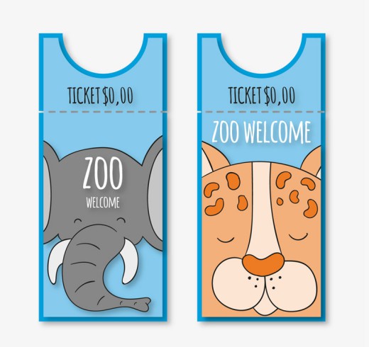 2款可爱彩绘动物园门票矢量素材16素材网精选