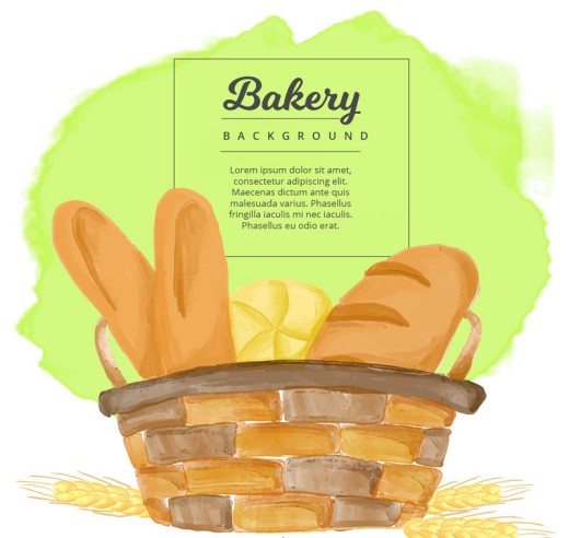 彩绘装满篮子的面包矢量素材16图库网精选