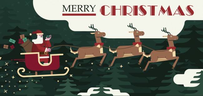 创意圣诞节圣诞老人和驯鹿车矢量图16图库网精选