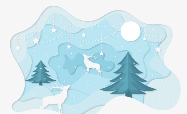 冬季雪地麋鹿剪贴画矢量素材16素材网精选