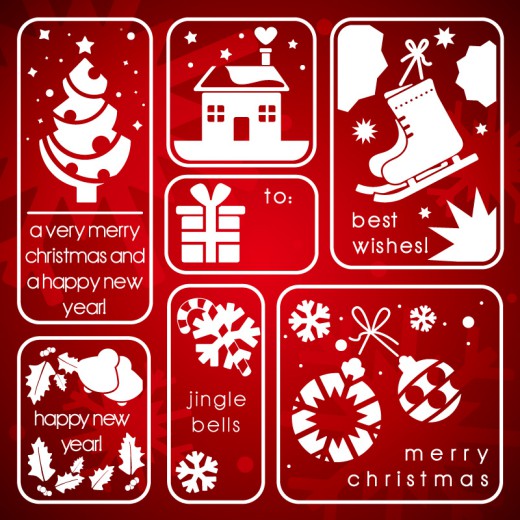 7款红色圣诞祝福卡片矢量素材16素材网精选