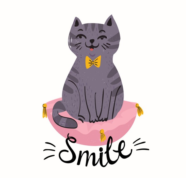 可爱笑脸猫咪设计矢量素材素材天下