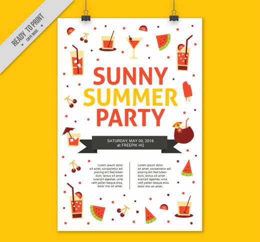 彩色阳光夏季派对海报矢量素材16图库网精选