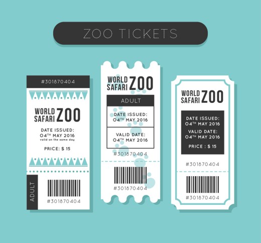3款白色动物园门票设计矢量素材16素材网精选
