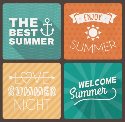 4款彩色夏日度假海报字体矢量图16