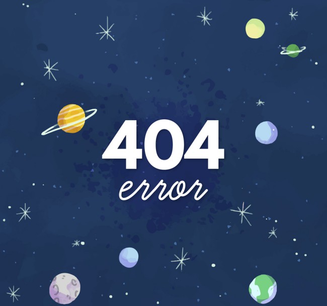 创意404错误页面太空星球矢量图普