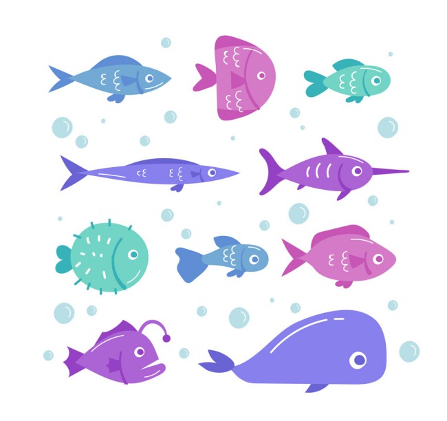 10款彩色海洋鱼类矢量素材普贤居素材网精选
