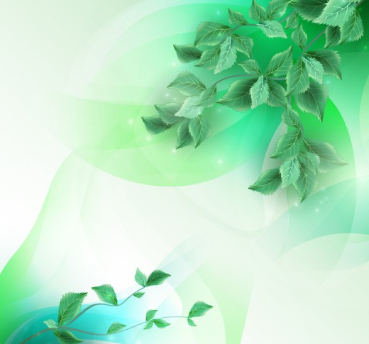 梦幻绿色树叶背景矢量图素材中国网
