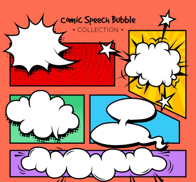 5款彩色漫画风格语言气泡矢量素材16图库网精选