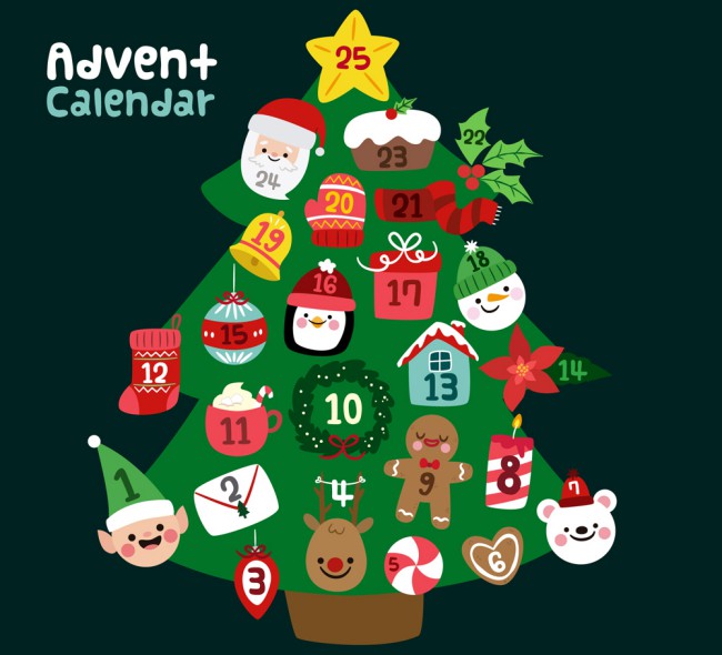 可爱圣诞树圣诞月月历矢量图素材中国网精选