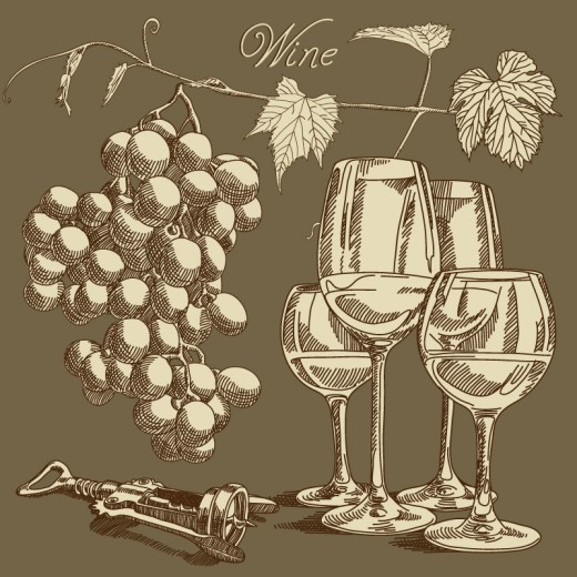 复古手绘葡萄酒背景矢量素材16设计网精选