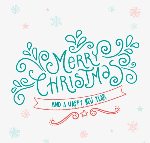 圣诞快乐花纹艺术字矢量素材16设计网精选