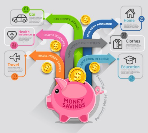 粉色猪储蓄罐商务信息图矢量素材16设计网精选