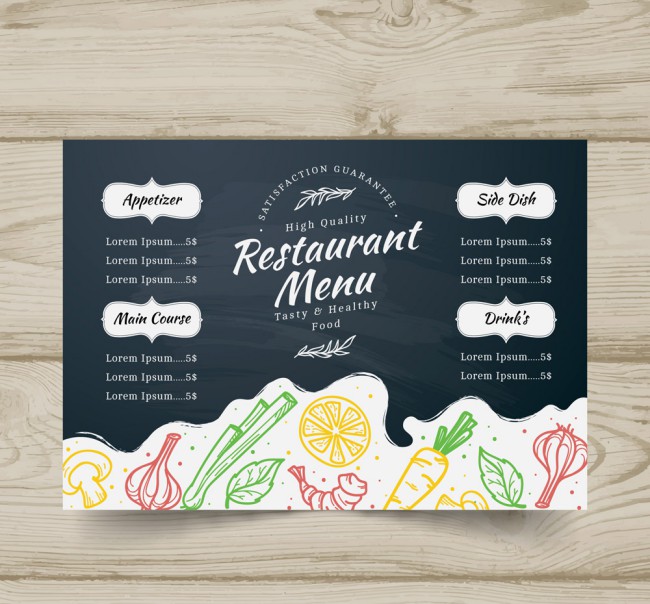 彩绘蔬菜餐馆菜单设计矢量素材16图库网精选