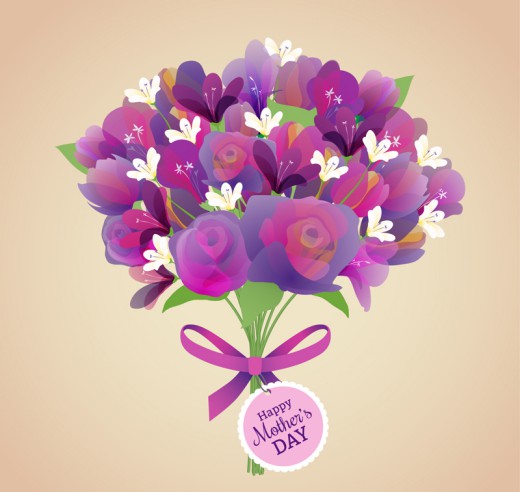 紫色母亲节花束矢量素材16图库网精选