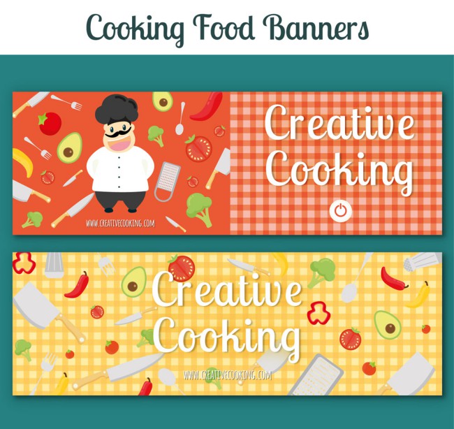 2款可爱创意烹饪元素banner矢量图素材天下精选