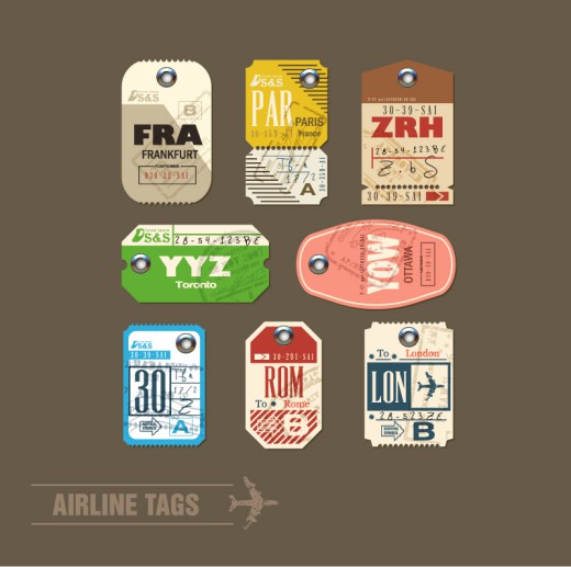 8款精美航空行李标签矢量图素材中