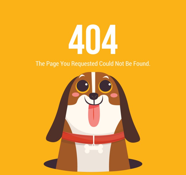 创意404错误页面吐舌比格犬矢量图16素材网精选