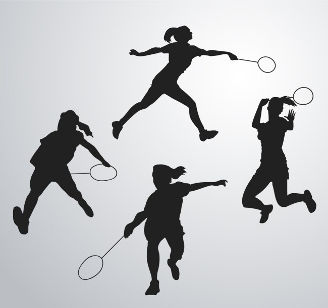 4款创意羽毛球女子剪影矢量图16素材网精选