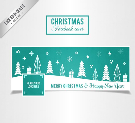 圣诞树脸书封面图片矢量素材16设计网精选