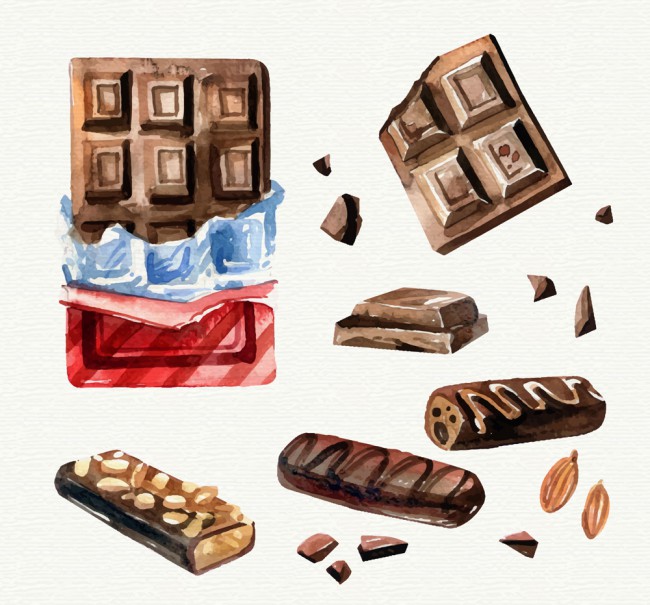 6款手绘美味巧克力矢量素材素材中