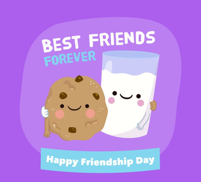 卡通国际友谊节牛奶和曲奇饼干矢量图素材中国网精选