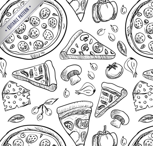 手绘美味披萨矢量素材16素材网精选