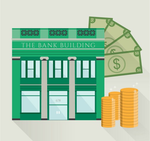 银行建筑及货币设计矢量素材16素材网精选