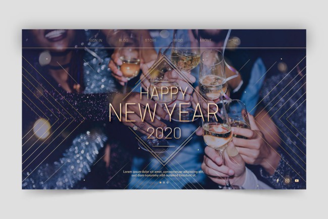 2020年创意新年派对网站登陆界面矢量图素材中国网精选
