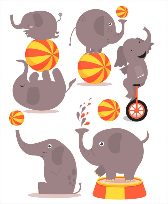 6款卡通大象设计矢量素材16素材网精选