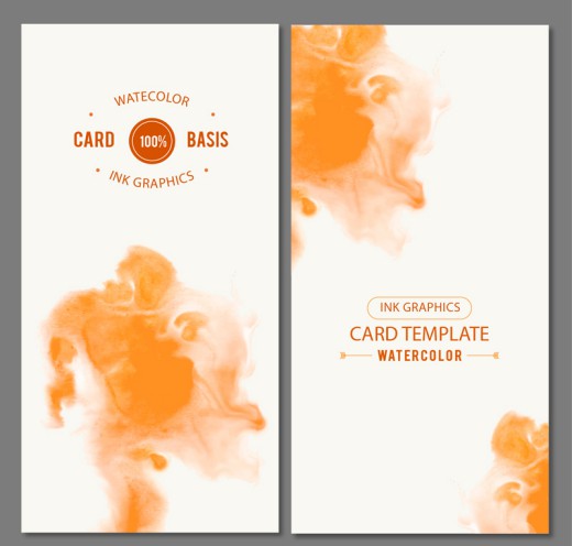 2款橙色水彩卡片矢量素材普贤居素材网精选