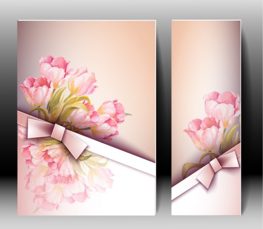 2款郁金香装饰丝带卡片矢量图素材中国网精选