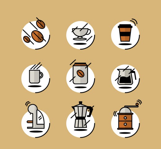 9款创意咖啡元素图标矢量图素材中国网精选