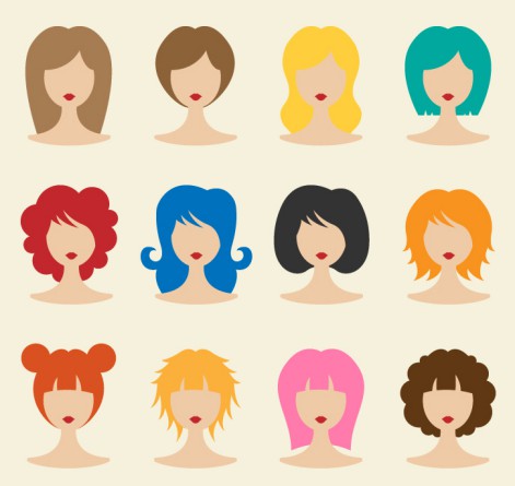 12款彩色头发女子头像矢量图16图库网精选