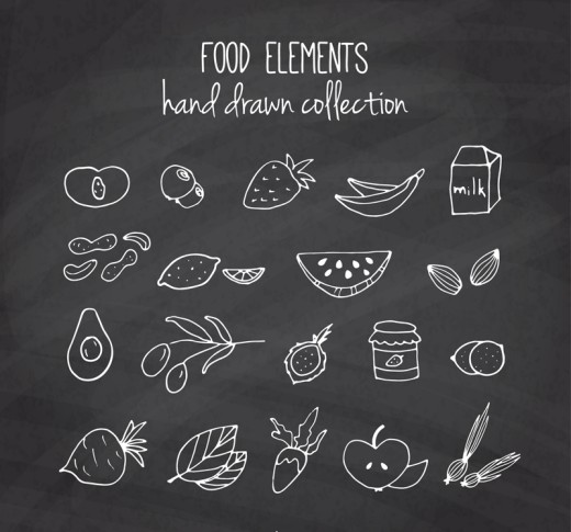 19款简洁手绘食物设计矢量素材16素材网精选