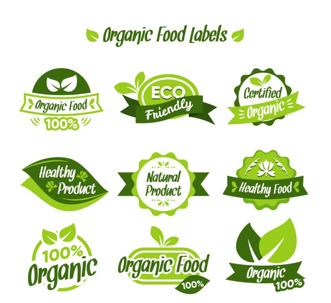 9款绿色有机食物标签矢量素材16图库网精选