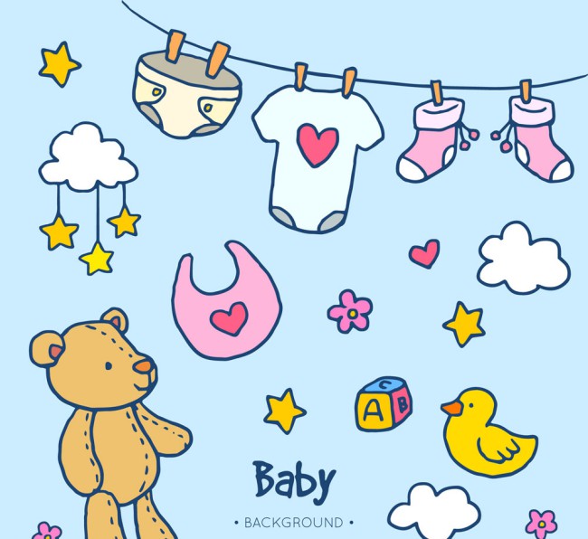 9款彩绘婴儿用品矢量素材16设计网精选